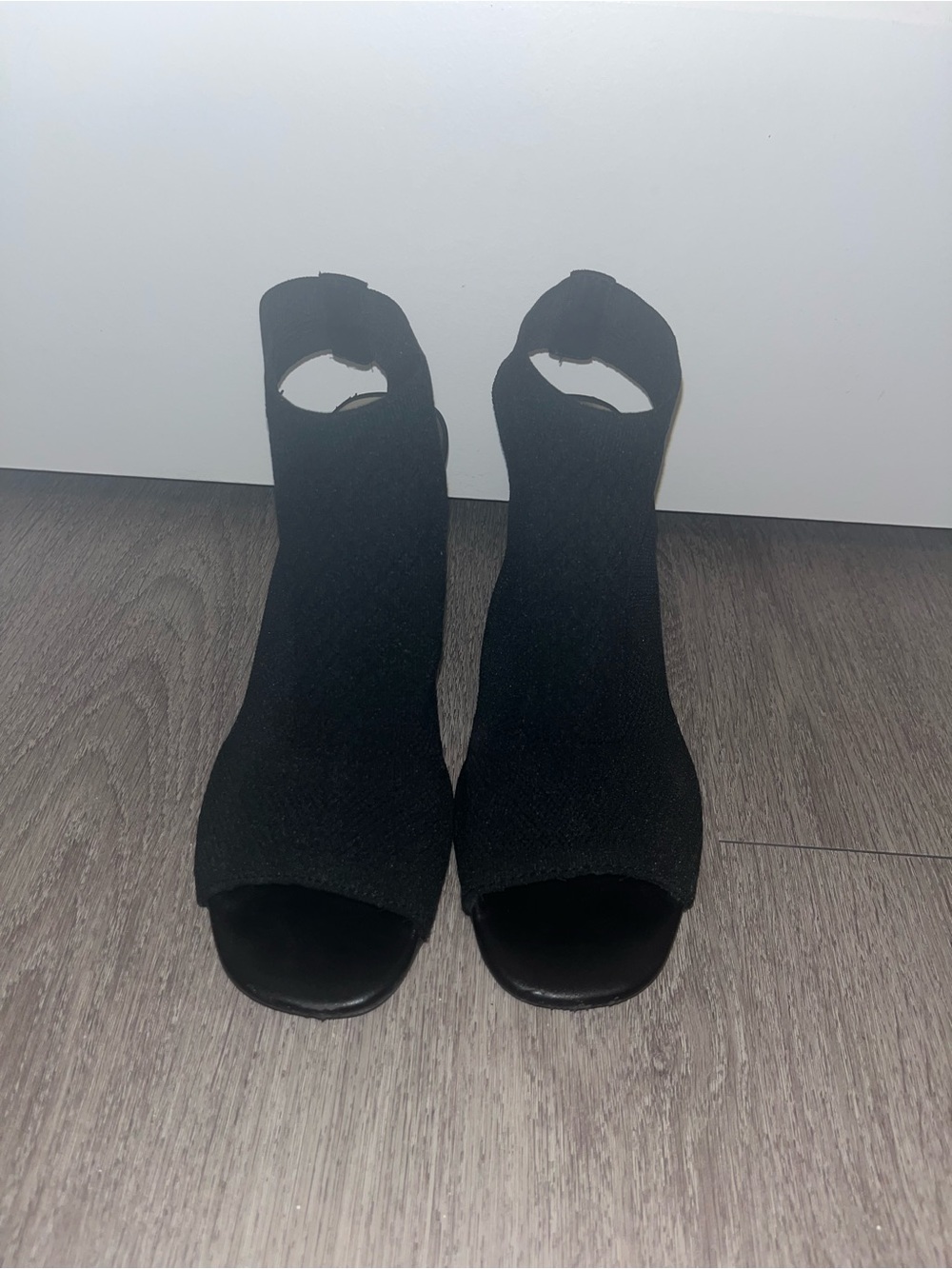 Impo Black Open-Toe Sock Heels